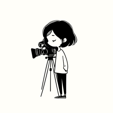 Movie Director simple black and white line art vector logo. Movie Directorのイラスト素材