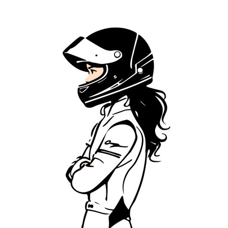 Race Car Driver simple black and white line art vector logo. Race Car Driverのイラスト素材