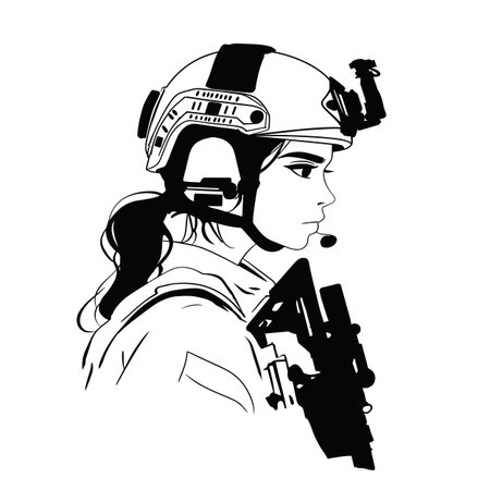 Soldier simple black and white line art vector logo. Soldierのイラスト素材