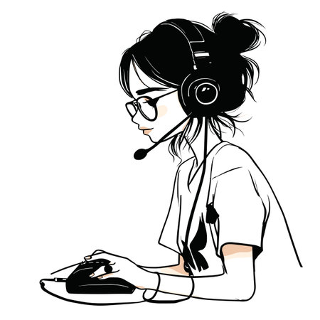 YouTuber simple black and white line art vector logo. YouTuberのイラスト素材