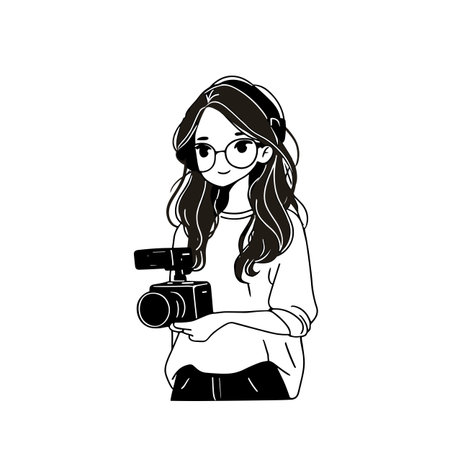 YouTuber simple black and white line art vector logo. YouTuber