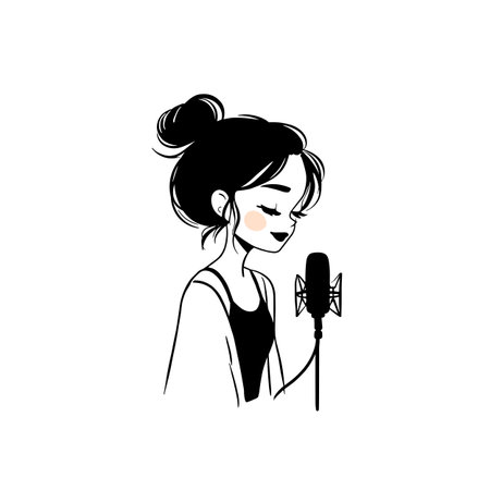 YouTuber simple black and white line art vector logo. YouTuberのイラスト素材