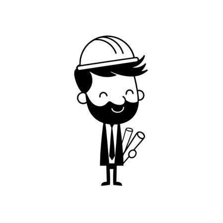 Engineer simple black and white line art vector logo. Engineerのイラスト素材