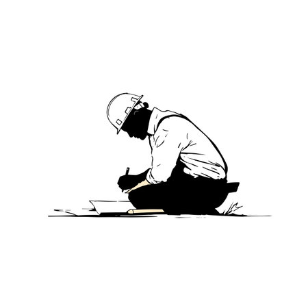 Architect simple black and white line art vector logo. Architectのイラスト素材