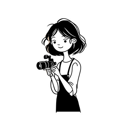 Journalist simple black and white line art vector logo. Journalistのイラスト素材