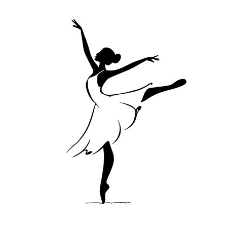 Dancer simple black and white line art vector logo. Dancerのイラスト素材
