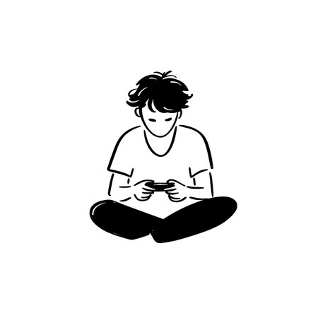 Gamer simple black and white line art vector logo. Gamerのイラスト素材