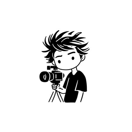 Movie Director simple black and white line art vector logo. Movie Directorのイラスト素材