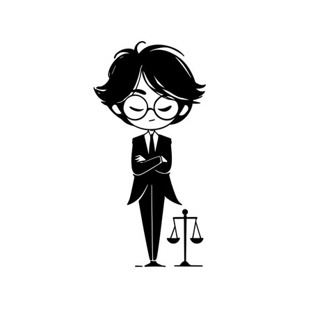 Lawyer simple black and white line art vector logo. Lawyerのイラスト素材