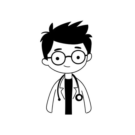 Nurse simple black and white line art vector logo. Nurseのイラスト素材