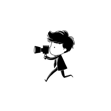 Journalist simple black and white line art vector logo. Journalistのイラスト素材