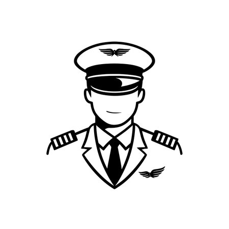 Pilot simple black and white line art vector logo. Pilotのイラスト素材