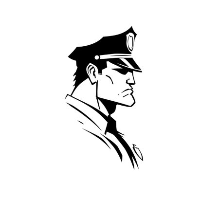 Police officer simple black and white line art vector logo. Police officerのイラスト素材