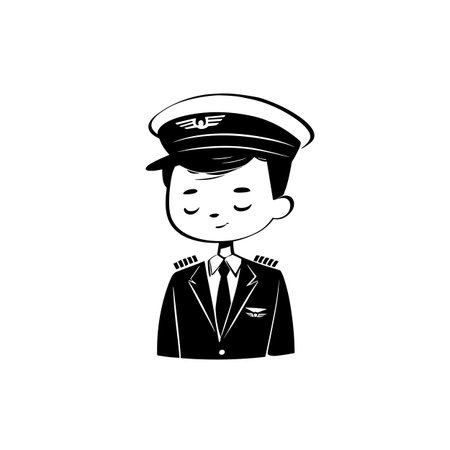 Pilot simple black and white line art vector logo. Pilotのイラスト素材