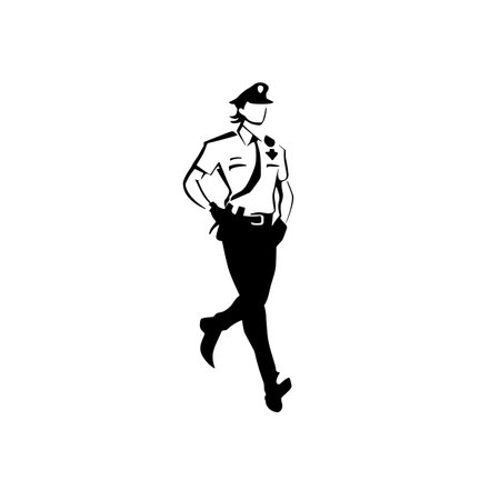 Police officer simple black and white line art vector logo. Police officerのイラスト素材