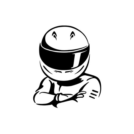 Race Car Driver simple black and white line art vector logo. Race Car Driverのイラスト素材