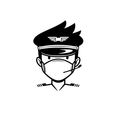 Pilot simple black and white line art vector logo. Pilotのイラスト素材