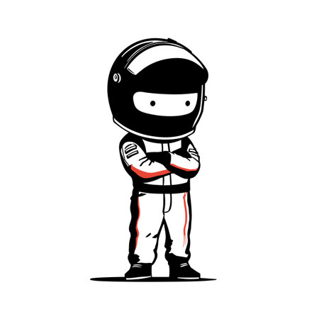 Race Car Driver simple black and white line art vector logo. Race Car Driverのイラスト素材