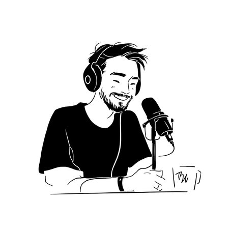 YouTuber simple black and white line art vector logo. YouTuberのイラスト素材