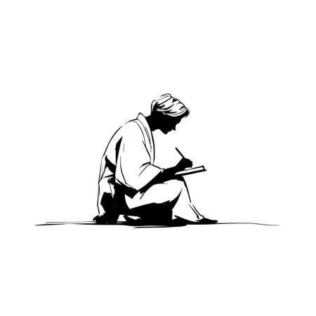 Writer simple black and white line art vector logo. Writerのイラスト素材