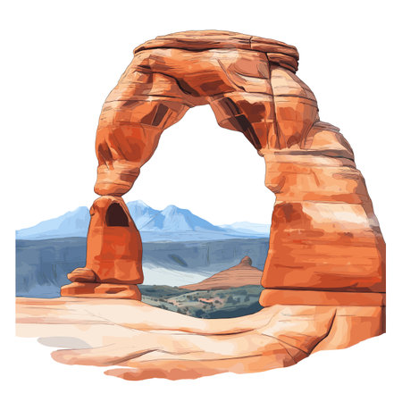 Arches National Park. Arches National Park hand drawn watercolor illustration on white background