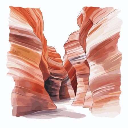 Antelope Canyon. Antelope Canyon hand drawn watercolor illustration on white backgroundのイラスト素材