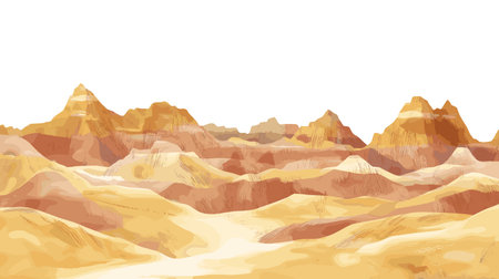 Badlands National Park. Badlands National Park hand drawn watercolor illustration on white backgroundのイラスト素材