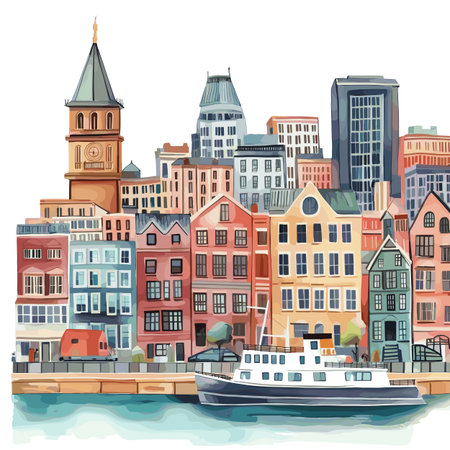 Boston. Boston hand drawn watercolor illustration on white backgroundのイラスト素材