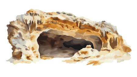Carlsbad Caverns National Park. Carlsbad Caverns National Park hand drawn watercolor illustration on white backgroundのイラスト素材