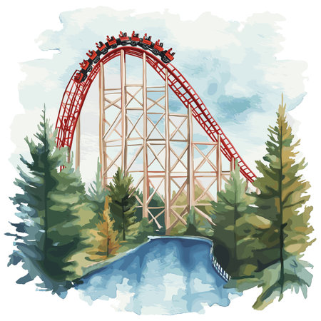 Cedar Point. Cedar Point hand drawn watercolor illustration on white backgroundのイラスト素材