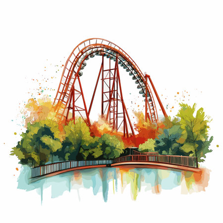 Cedar Point. Cedar Point hand drawn watercolor illustration on white backgroundのイラスト素材