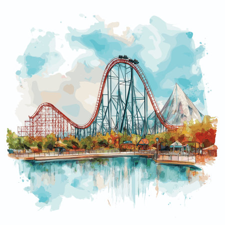 Cedar Point. Cedar Point hand drawn watercolor illustration on white backgroundのイラスト素材