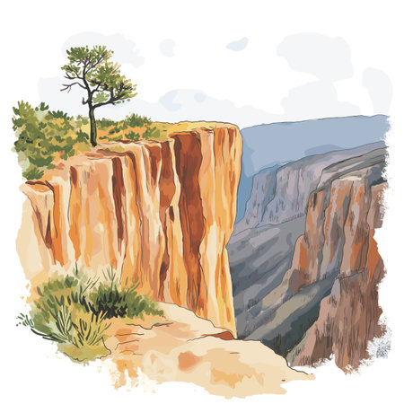 Copper Canyon. Copper Canyon hand drawn watercolor illustration on white backgroundのイラスト素材