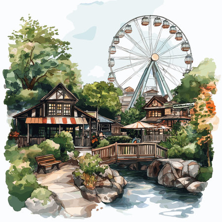 Dollywood. Dollywood hand drawn watercolor illustration on white backgroundのイラスト素材