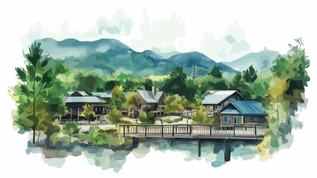 Dollywood. Dollywood hand drawn watercolor illustration on white backgroundのイラスト素材