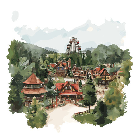 Dollywood. Dollywood hand drawn watercolor illustration on white backgroundのイラスト素材