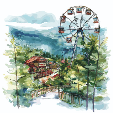 Dollywood. Dollywood hand drawn watercolor illustration on white backgroundのイラスト素材