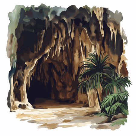 Harrison's Cave. Harrison's Cave hand drawn watercolor illustration on white backgroundのイラスト素材