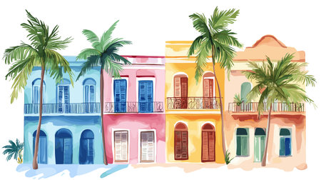 Havana. Havana hand drawn watercolor illustration on white backgroundのイラスト素材