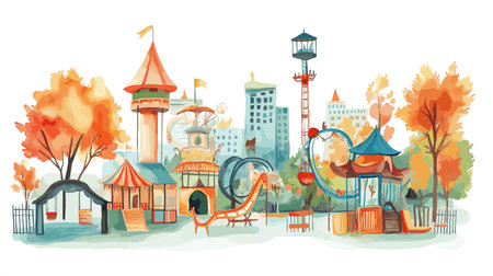 La Ronde. La Ronde hand drawn watercolor illustration on white backgroundのイラスト素材