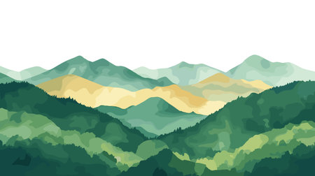 Great Smoky Mountains National Park. Great Smoky Mountains National Park hand drawn watercolor illustration on white backgroundのイラスト素材