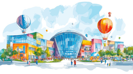 Mall of America. Mall of America hand drawn watercolor illustration on white backgroundのイラスト素材
