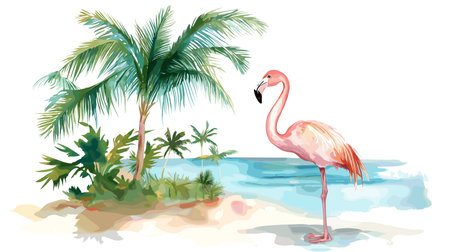 Punta Cana. Punta Cana hand drawn watercolor illustration on white backgroundのイラスト素材