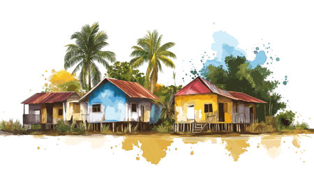 Bartica. Bartica hand drawn watercolor illustration on white backgroundのイラスト素材