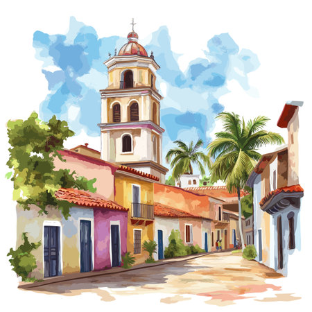 Aregua. Aregua hand drawn watercolor illustration on white backgroundのイラスト素材