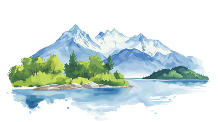 Bariloche. Bariloche hand drawn watercolor illustration on white backgroundのイラスト素材