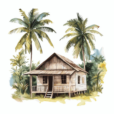 Dadanawa Ranch. Dadanawa Ranch hand drawn watercolor illustration on white backgroundのイラスト素材