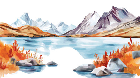 El Calafate. El Calafate hand drawn watercolor illustration on white backgroundのイラスト素材