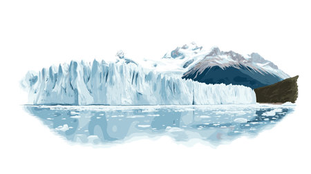 Glacier National Park. Glacier National Park hand drawn watercolor illustration on white backgroundのイラスト素材