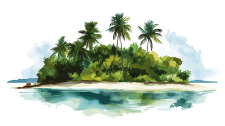 Ile Royale. Ile Royale hand drawn watercolor illustration on white backgroundのイラスト素材